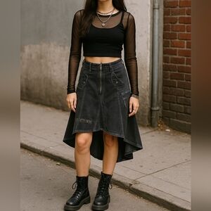 Vintage Black High Low Skirt